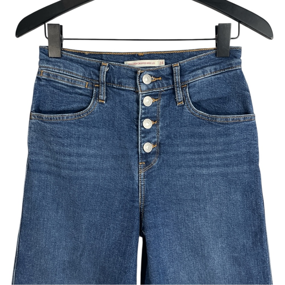 Levi’s Mile High Wide Leg Jeans With Exposed Button Fly Womens Size 24 - Picture 3 of 7